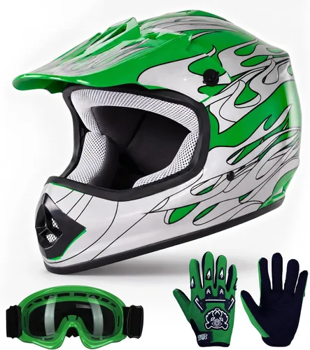 Vista 12 de TCT-MOTORPARTS - Casco para niños o jóvenes, modelo de calavera negra, aprobado por el DOT, para motocross, cuatrimoto, bicicleta de tierra