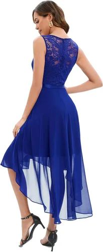 Vista 5 de Bridesmay Vestido de fiesta de cóctel con cuello en V y encaje floral para mujer, vestido formal de fiesta de graduación, boda, dama de honor