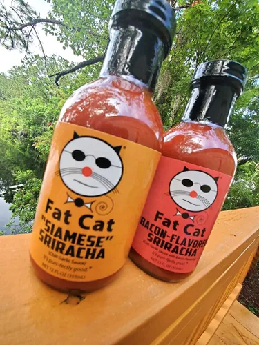 Vista 3 de Fat Cat Gourmet - Sriracha - Paquete de 2 variedades de salsa picante natural, atrevido y picante, sin conservantes, vegano, sin gluten, vegano