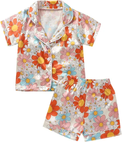 Vista 15 de Conjunto de pijama de manga larga con botones para niña pequeña, conjunto de ropa de dormir