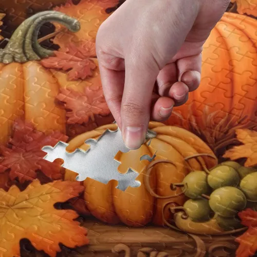 Vista 4 de Pumpkin Fall Jigsaw Puzzles 500 Pieces for Adults with Mesh Storage Bag 2011860