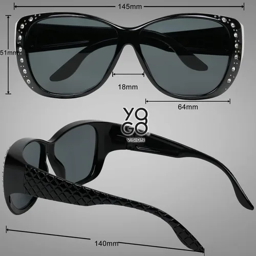 Vista 4 de Gafas de sol que se ajustan sobre gafas para mujer, protección UV, polarizadas y visión nocturna Fitover