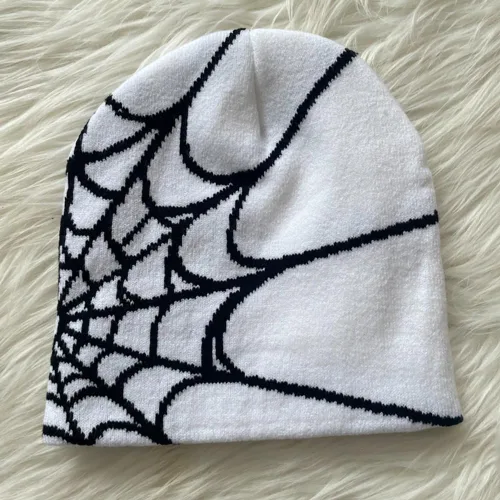 Vista 4 de Sombrero de punto con patrón de araña Y2K invierno cálido sombrero de lana moda moda hip hop suéter sombrero casual deportes para hombres mujeres