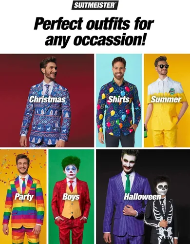 Vista 9 de SUITMEISTER Disfraz de Joker de Halloween para hombre, disfraz de fiesta de cosplay para adultos