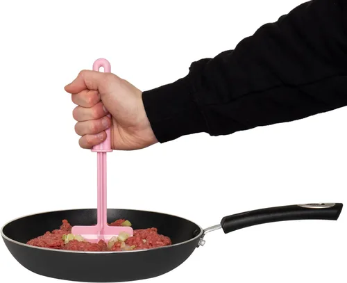 Vista 5 de Mind Reader Espátula picadora de carne, herramienta de cocina resistente al calor para mezclar, cortar, machacar, picar carne molida, aguacate
