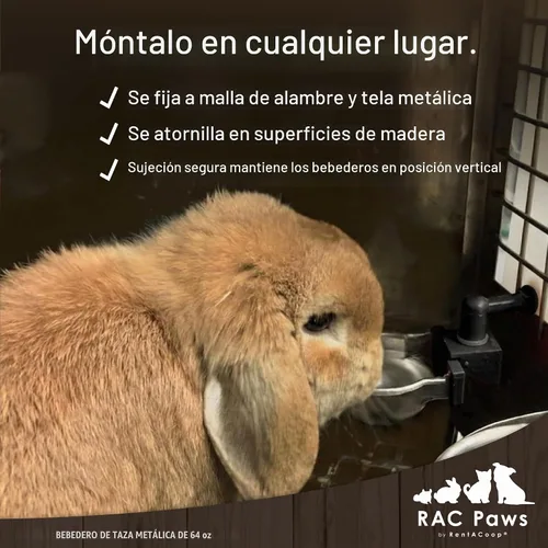 Vista 5 de RentACoop Bebedor de animales pequeños de 64 oz con taza de metal