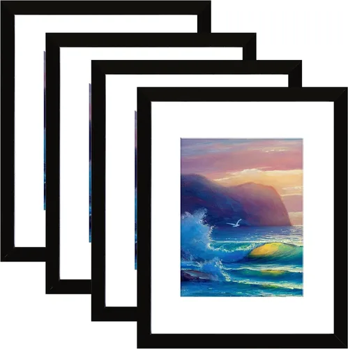 Vista 17 de SESEAT Portarretratos negros de 8 x 10 pulgadas para pared o mesa, para exhibir fotos de 8 x 10 pulgadas con paspartú o de 9 x 11 pulgadas sin