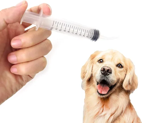 Vista 6 de Honbay 6 jeringas de plástico para alimentación de mascotas con medición para pájaros, perros, gatos (punta curva)