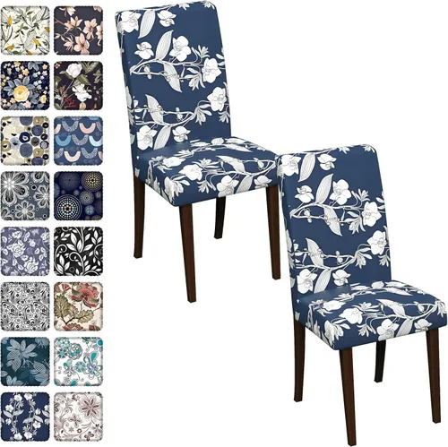 Vista 77 de Fundas para sillas de comedor CoSofSLIP, juego de 2, fundas estampadas elásticas antideslizantes, fundas extraíbles y lavables para sillas