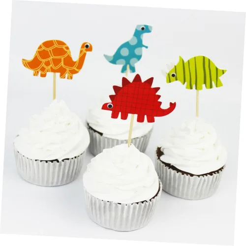 Vista 5 de 96pcs Dinosaur Cake Topper Paper Decor for Boys and Girls Party