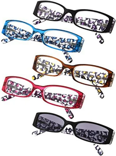 Vista 4 de Paquete de 5 lentes de lectura con diseño floral para mujer, incluye lectores de sol Paquete de 5 azul