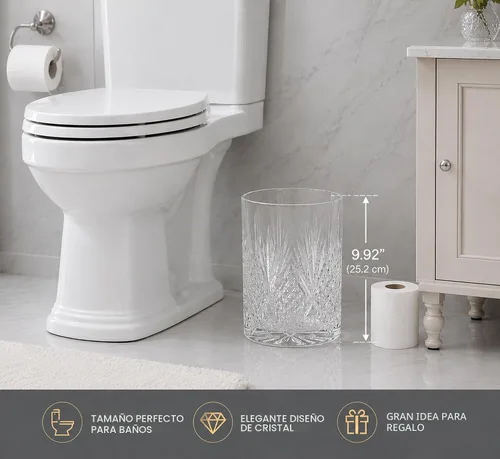 Vista 2 de Godinger Cubo de basura de cristal para baño de Dublín