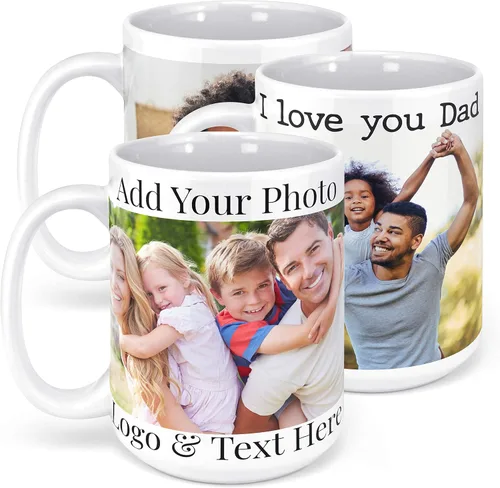 Vista 13 de Tazas de café con foto personalizada, 11 onzas, color negro con imagen, texto, regalos personalizados, taza de cerámica personalizada, grandes