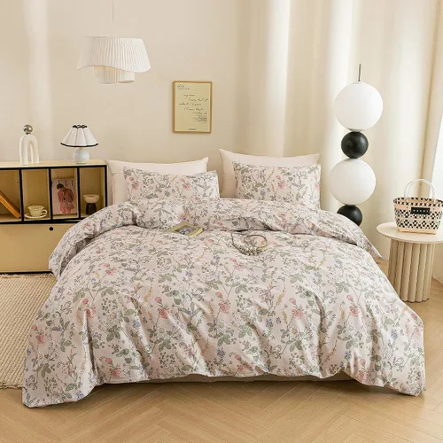 Vista 12 de ECOCOTT Juego de funda de edredón floral tamaño Queen, 100% algodón lavado, sensación de lino, 3 piezas, funda de edredón vintage con cierre