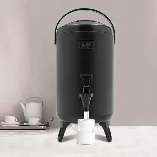 Vista 3 de Dispensador de bebidas calientes de 2.64 galones/10L de acero inoxidable con aislamiento dispensador de bebidas frías y calientes con termómetro