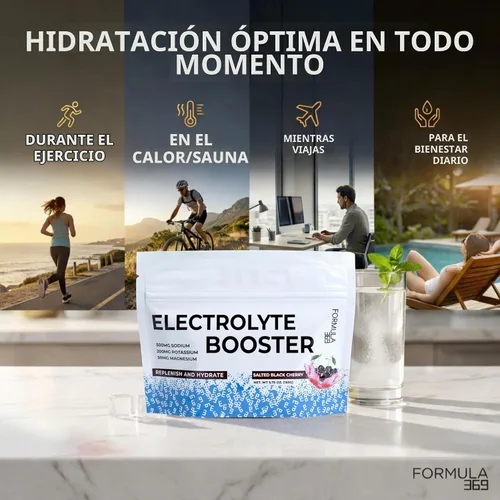 Vista 5 de Potenciador de electrolitos - Cereza negra, 50 porciones, hidratación