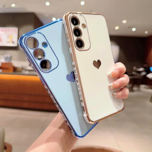 Vista 59 de phylla Funda de teléfono compatible con Samsung Galaxy A12 de 6.5 pulgadas, lindo corazón chapado en oro, elegante funda de lujo para mujer