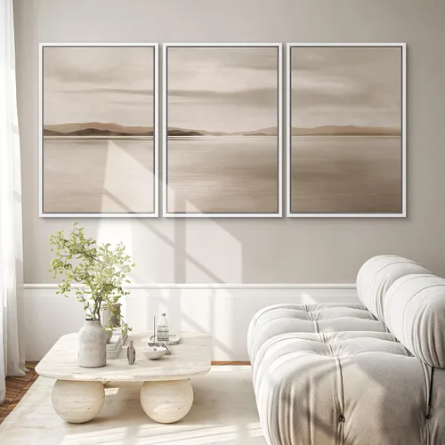 Vista 63 de SIGNWIN Lienzo enmarcado para pared, juego de arte pastel con cadena montañosa, bosque, niebla, naturaleza silvestre, ilustraciones modernas, arte