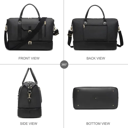Vista 8 de Bolsa de viaje para fin de semana, grande para mujeres y hombres, bolsa de lona con compartimento para zapatos, perfecta para viajes, uso diario