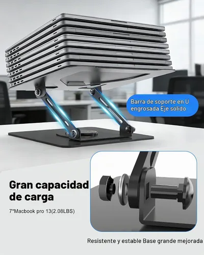 Vista 7 de Soporte giratorio para computadora portátil de 360° para escritorio