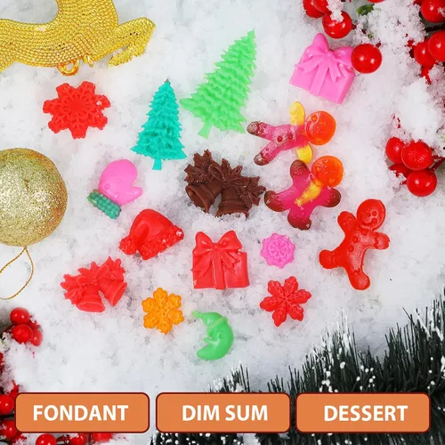 Vista 3 de Moldes de silicona para fondant de Navidad, lindo árbol de Navidad, Papá Noel, oso amoroso, alce, muñeco de nieve, invierno, congelado, fiesta