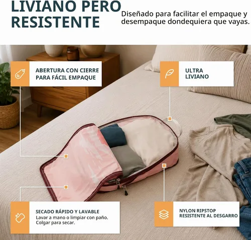 Vista 3 de TRIPPED Travel Gear - Cubos grandes de compresión para equipaje de viaje, organizadores de equipaje, juego de 7 piezas para equipaje facturado
