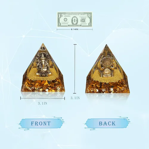 Vista 9 de FENGSHUI-CAISHEN Estatuas de Ganesha en pirámide de organita de cristal curativo, estatua de Ganesh, ídolo de Ganesha, figura de Ganapati Ganesh