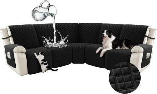 Vista 55 de Arfntevss Fundas para sofá seccional reclinable para sofá seccional en forma de L, funda antideslizante lavable para sofá reclinable con forma de L