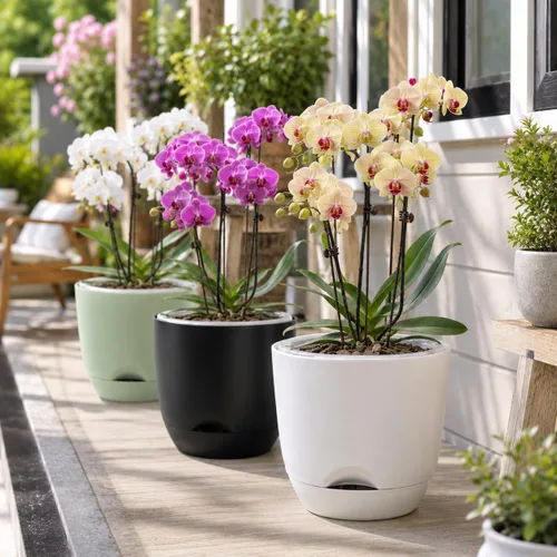 Vista 5 de QCQHDU 2 Pack 5.7 Inch Orchid Pots with Holes for Repotting, Double-Layer and Self Watering Orchid Pot with Good Air Circulation Verde