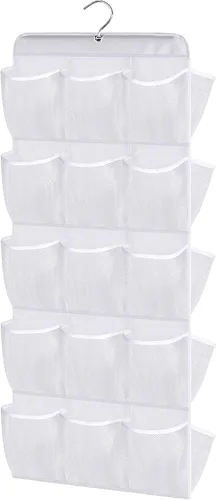Vista 9 de MISSLO Organizador de zapatos colgante de doble cara con 30 bolsillos grandes para armario, con colgador giratorio, estantes colgantes para zapatos