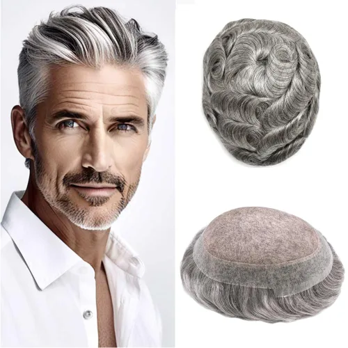 Vista 37 de Toupee For Men Hair Piece Fine Mono Hair System For Men Human Hair Mens Toupee Hair Piece For Men Hair Replacement Protesis Capilar 8x10 Medium