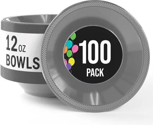 Vista 11 de Exquisite Party Solids - Cuencos desechables de plástico de 12 onzas para sopa de comida caliente, 100 unidades, para sopa, ensalada, cereales