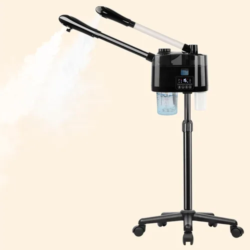 Vista 8 de Vaporizador facial profesional, vaporizador facial de ozono spa sobre ruedas, altura y ángulo ajustables, vaporizador de esteticistas más vapor