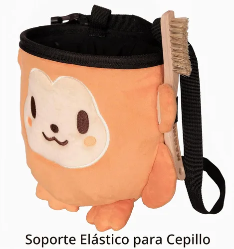 Vista 2 de Bolsa de tiza para escalada en roca, cubo de tiza Bouldering con cinturón de clip rápido, bolsillo con cremallera y soporte para cepillo
