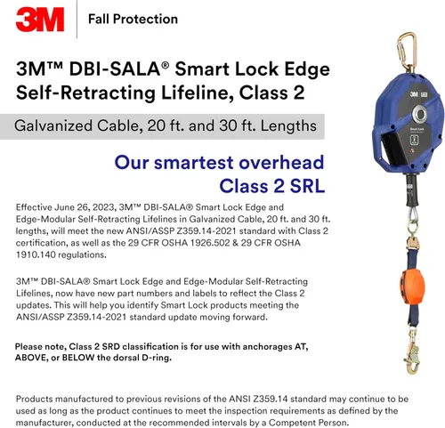 Vista 5 de 3M DBI-SALA Smart Lock Edge Modular Autorretráctil Lifeline 3503881, cable galvanizado, gancho giratorio de acero, 30 pies, Clase 2