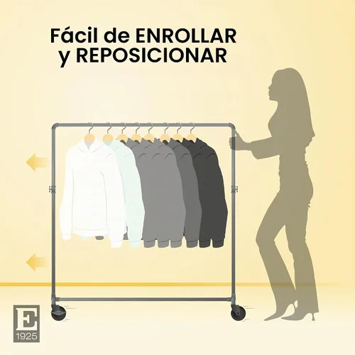 Vista 5 de Estante con ruedas ajustable – Econoco Vintage Pipeline 2 vías Ballet ropa colgante accesorio Acabado gris antracita