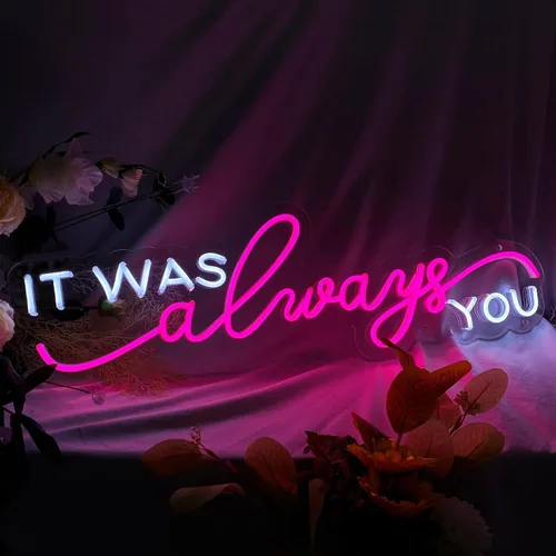 Vista 9 de Letrero de neón personalizado con texto en inglés «It Was Always You», letrero de neón personalizado con corazón para boda, fiesta de compromiso