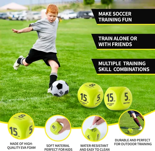 Vista 4 de 2 Set Kids Soccer Goals for Backyard with Training Equipment, Portable Foldable Practice Nets with Ball, Dice & Mat, Cones, Air Pump and Carry Bag