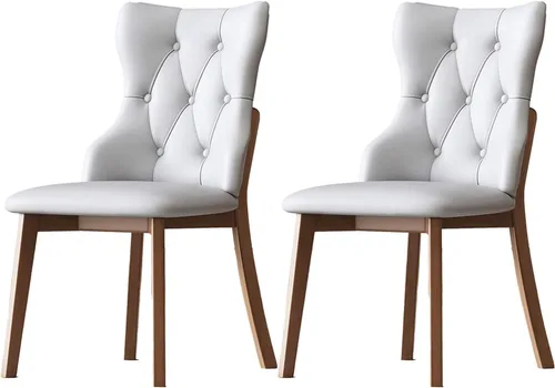 Vista 12 de Upholstered Dining Chairs with Backrest,Kitchen Chairs Leather,Living Room Chair with Wood Legs for Home, Restaurant, Hotel, Conference Room Grey