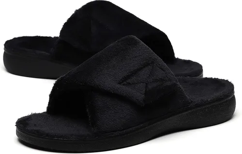 Vista 11 de SOLLBEAM - Pantuflas ortopédicas para mujer con soporte de arco para fascitis plantar, ajustables, con copa para el talón, acogedoras, para damas