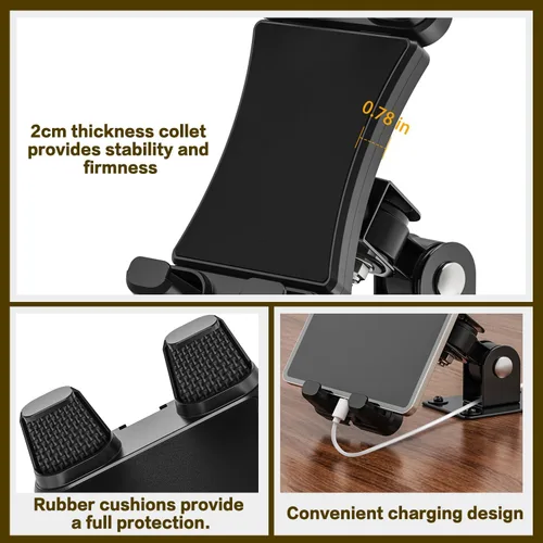 Vista 3 de Soporte de pared para tableta, soporte de pared ajustable de 360° para todos los dispositivos de 4.7 a 12.9 pulgadas y teléfonos inteligentes
