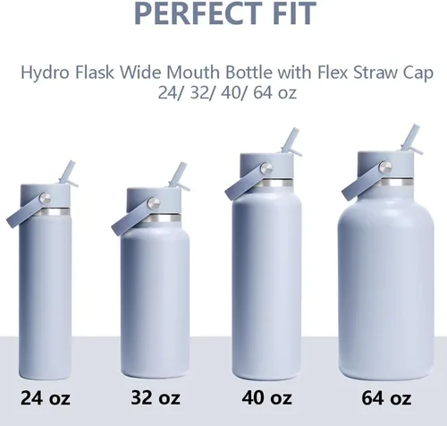 Vista 3 de Dreamfocus Pajitas de metal reutilizables de acero inoxidable de repuesto para botella Hydro Flask de boca ancha de 24 onzas, paquete de 4