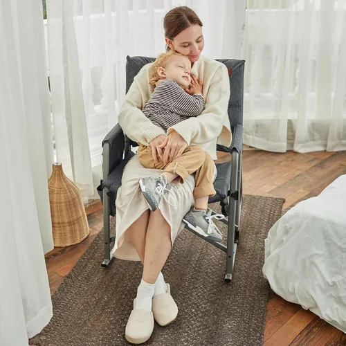 Vista 2 de EVER ADVANCED Silla mecedora ligera y plegable para campamento, silla mecedora portátil acolchada para patio, césped y exteriores, sillón duro