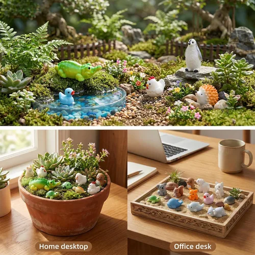Vista 6 de Prudiut 60 piezas de mini figuras de animales de resina, 60 estilos para Animales multicolores