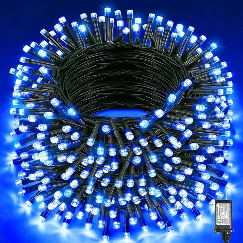 Vista 33 de Tira de luces LED de Navidad de 40 pies para exteriores, luces rojas y blancas de Navidad impermeables, 8 modos y temporizador, luces de árbol