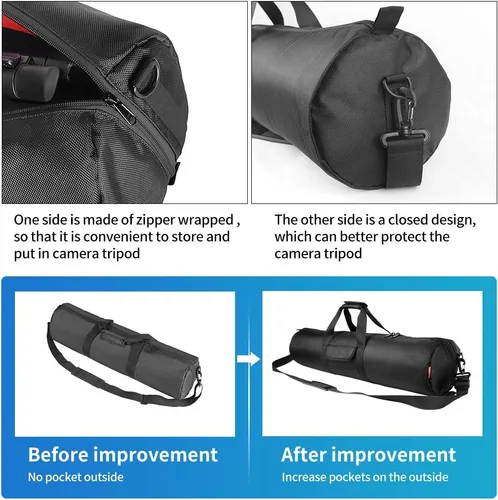 Vista 5 de HEMMOTOP Funda para trípode, 31.5 x 7 pulgadas, bolsa de trípode resistente con correa para el hombro y asa, funda de transporte acolchada gruesa