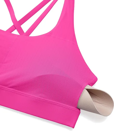 Vista 4 de CRZ YOGA - Brasier deportivo con tirantes delgados para mujer, brasier con relleno y espalda cruzada para yoga