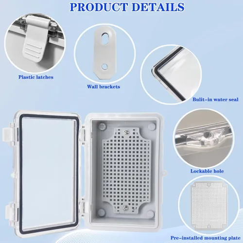 Vista 3 de Caja Eléctrica Impermeable a Prueba de Polvo Caja de Conexiones Resistente a la Intemperie IP67 Carcasa de Plástico ABS Caja de Proyecto