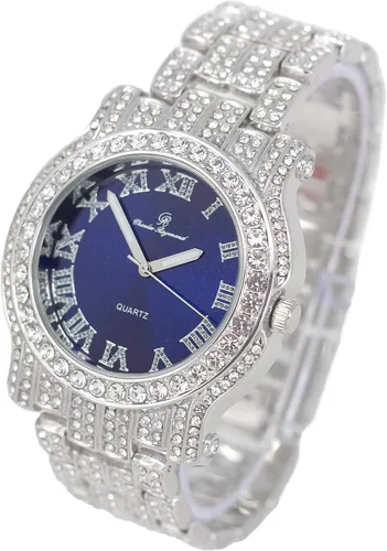 Vista 76 de Charles Raymond Bling-ed Out Ultimate Hip Hop Royalty Reloj para hombre con número romano de fácil lectura o indicadores de tiempo de diamantes