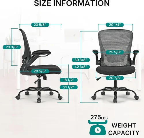 Vista 2 de EUREKA ERGONOMIC Sillas de escritorio de oficina en casa, silla de escritorio ergonómica con ruedas, silla de computadora con malla transpirable